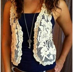 🇺🇦 New Lace Crochet Vest Shrug Handmade New